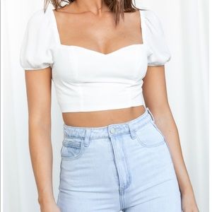 white tie back crop top